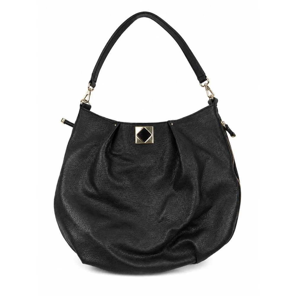 Big Buddha Vintage Y2K Black Pebbled Leather Slouchy Hobo Shoulder Bag Purse